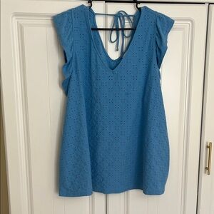 Ava & Viv Blue Eyelet Blouse